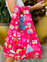 Medium Tote: Japan Town Fuchsia