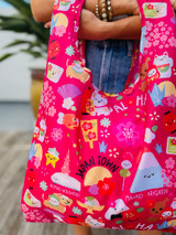 Medium Tote: Japan Town Fuchsia