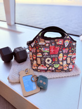 Wide Neoprene Lunch Bag: All Kine Snacks Black