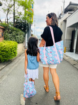 Weekender Travel Bag (with Trolley Pass):  Aloha Sakura Light Blue