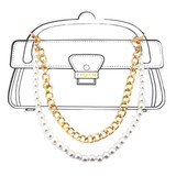Bag Charm : Layered Link 10" Pearl and Gold
