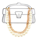 Bag Charm : Layered Link 12" Pearl and Gold