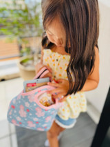 Wide Neoprene Lunch Bag: Aloha Sakura Lt. Blue