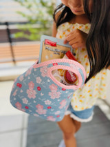Wide Neoprene Lunch Bag: Aloha Sakura Lt. Blue
