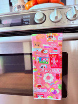 Single Waffle Towel: All Kine Snacks Pink
