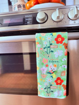 Single Waffle Towel: In Full Bloom Lt. Green
