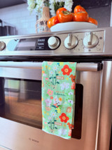 Single Waffle Towel: In Full Bloom Lt. Green