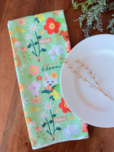 Single Waffle Towel: In Full Bloom Lt. Green