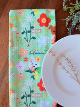 Single Waffle Towel: In Full Bloom Lt. Green