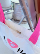 Embroidered Canvas Tote Bag: Aloha Paw Pink