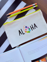 Canvas Pouch: Aloha Lei (Yellow Zipper)