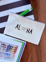 Canvas Pouch: Aloha Matcha (Grey Zipper)