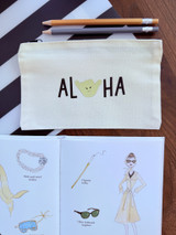 Canvas Pouch: Aloha Shaka (Black Zipper)
