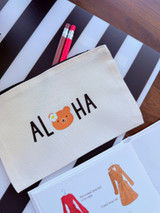 Canvas Pouch: Aloha Bear (Black Zipper)
