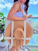 Canvas Hat Tote: Cream (Aloha Papale Pineapple)