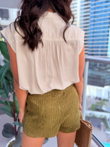 Brandi Button Down Cap Sleeve Top: White (T5)