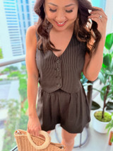 Parker Pinstripe Vest: B/W (T9)