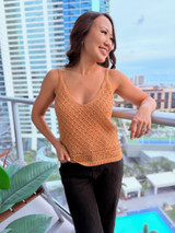 Courtney Crochet Tank: Camel (T14)