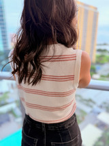 Avery Striped Tank: White/Rust (T17)