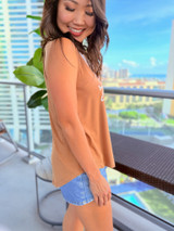 Be The Aloha V-Neck Tank: Brown (T105)