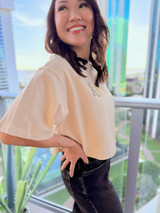 Aloha Rainbow Crop Top: Cream (T108)