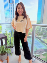 Aloha Rainbow Crop Top: Cream (T108)