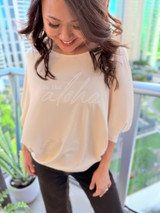 Be The Aloha Long Sleeve Top: Cream (T111)