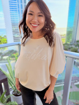 Be The Aloha Long Sleeve Top: Cream (T111)