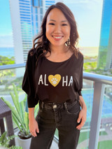 Aloha Paw Long Sleeve Top: Black (T113)