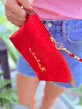 Dainty Heart Wristlet Pouch: Red