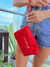 Dainty Heart Wristlet Pouch: Red