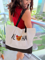 Embroidered Canvas Tote: Aloha Dog