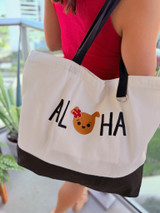 Embroidered Canvas Tote: Aloha Dog