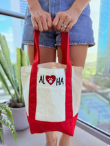 Mini Embroidered Canvas Tote: Aloha Heart Paw