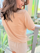 Aloha Dainty Heart Twist Front Tee: Beige