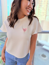 Heart Flutter Sleeve Tee: White