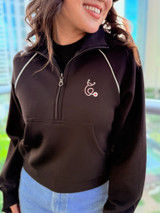 Stethoscope Half Zip Collar Jacket: Black