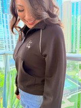 Stethoscope Half Zip Collar Jacket: Black