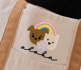 Embroidered Canvas Bag: Aloha Bear & Noodle (Khaki)