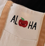 Embroidered Canvas Bag: Aloha Apple (Khaki)