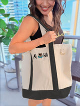 Embroidered Canvas Bag: Aloha Capy (Black)