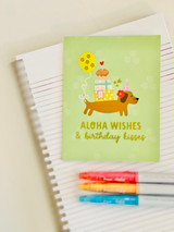 Greeting Card: Daisy Doxie Aloha Wishes, Birthday Kisses