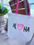 Embroidered Canvas Tote Bag: Aloha Paw Pink