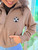 Soccer Ball Half Zip Collar Jacket: Brown