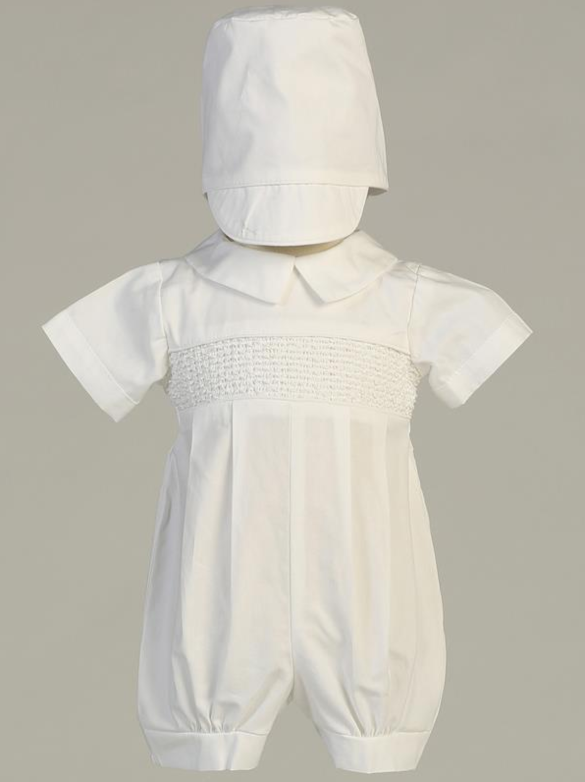 Baily Boys White with Rosebuds Bishop Short Romper