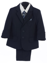 Boy's 5 Piece Suit - 2 Buttoned Navy Jacket and Pants