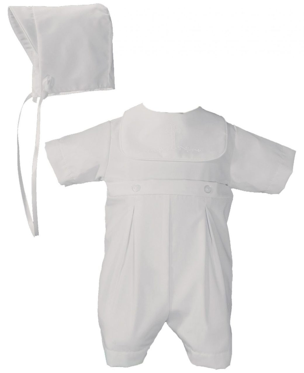 Baby Boys White Baptism & Christening Cotton Romper - Samuel