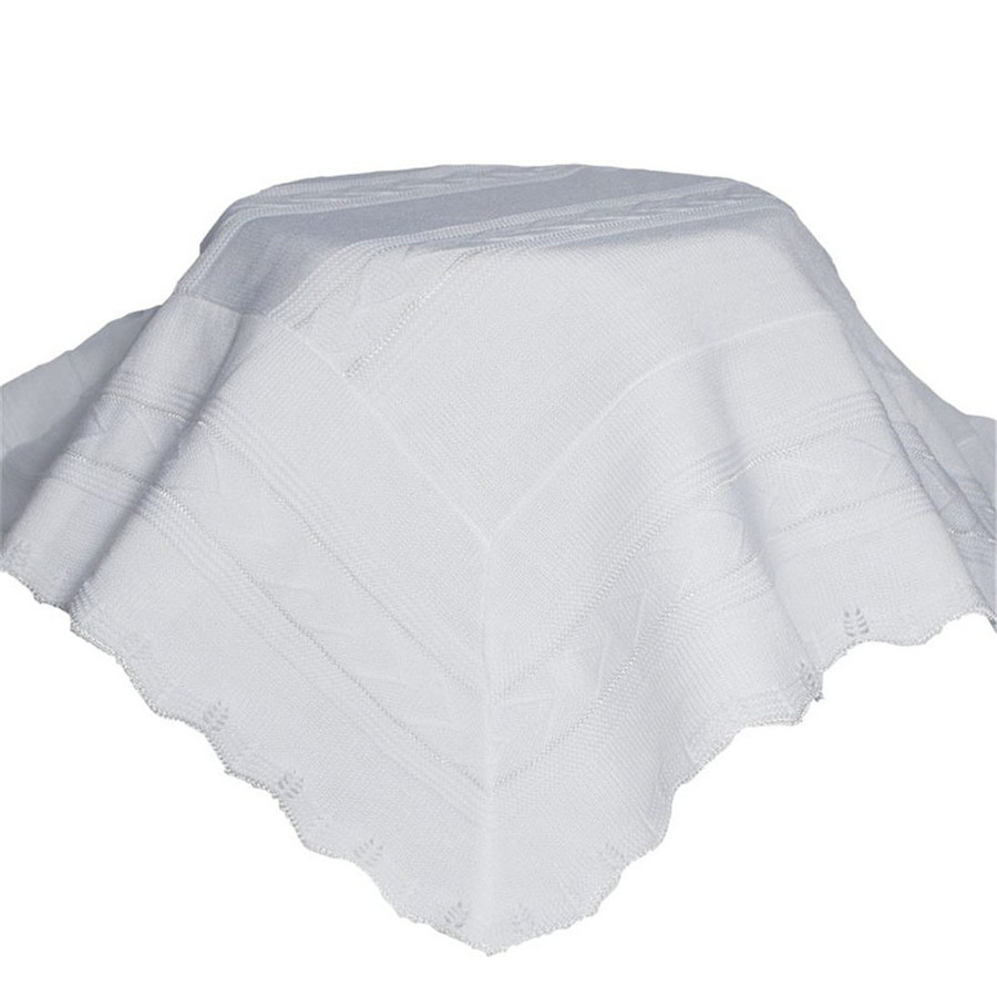 White Knit Baby Baptism Shawl