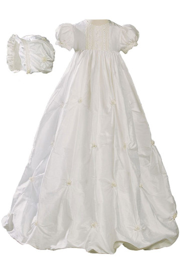 dupioni silk christening gown