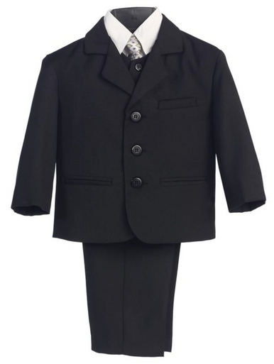 Piece Coat Pant Children Boy's Piece Suit Buttoned Black Jacket